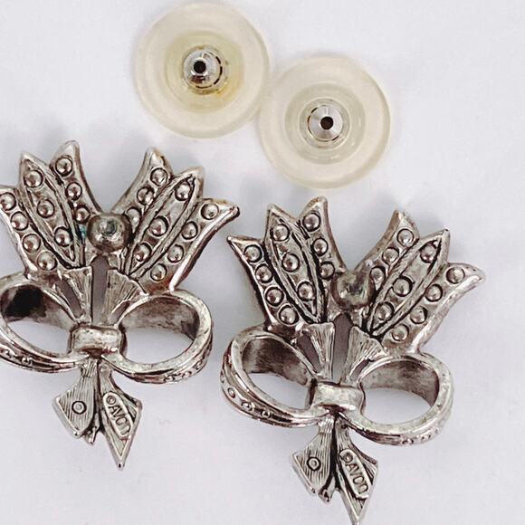 VTG Signed Avon Tulip Brooch Earrings Set Pink Rhinestone Silver Tone Marcasite - Picture 11 of 13